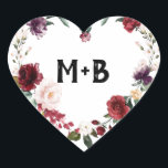 Adesivo Coração Romântico Aquarela Rosa Floral Vermelho Borgonha<br><div class="desc">Elegante e moderno selo de envelope de convite de casamento floral em aquarela romântica apresenta um buquê de rosas em aquarela borgonha / marsala, rosa, roxo, pêssego com folhagem combinando. Perfeito para um casamento de outono / verão. Encontre mais designs e variações correspondentes na minha loja "blissweddingpaperie". E sinta-se à...</div>