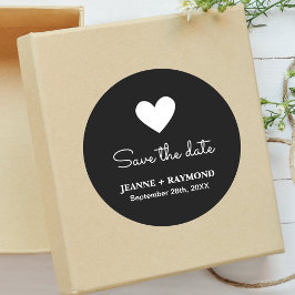Adesivo Coração Romântico Elegante Preto Salve a data do c