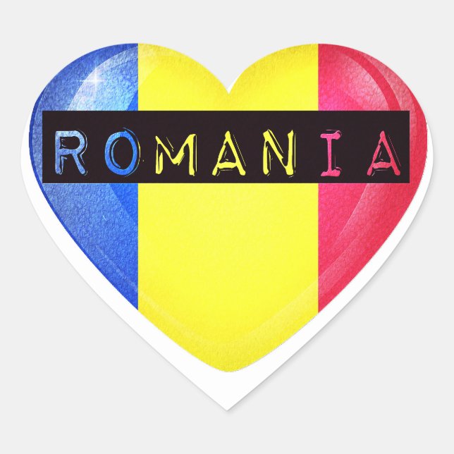 Adesivo Coração Romênia Flag Heart (Frente)