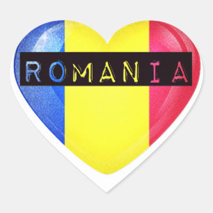 Adesivo Coração Romênia Flag Heart
