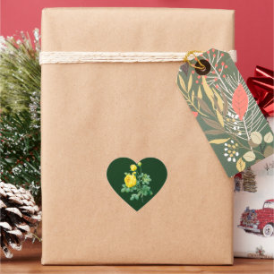 Adesivo Coração Rosa Amarela e Rosebuds