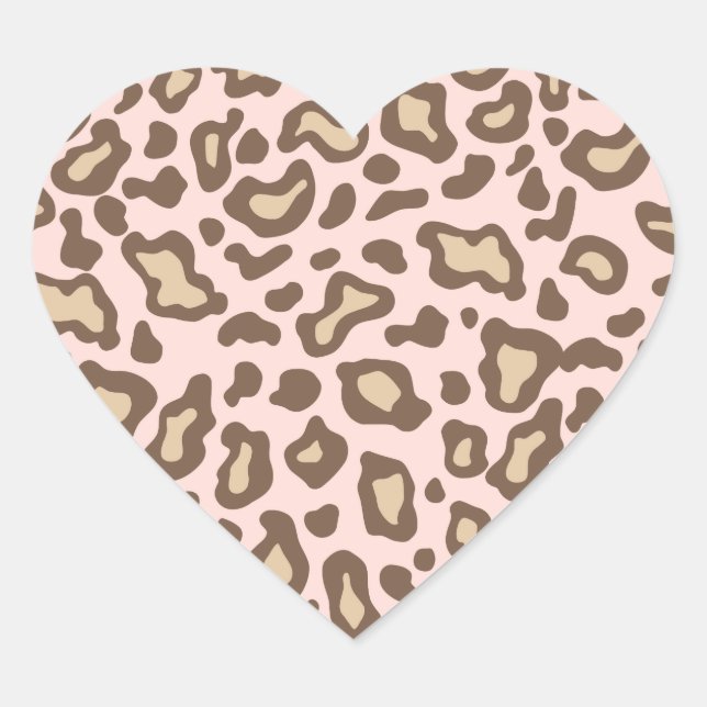 Adesivo Coração Rosa claro de chocolate e adesivos-leopardo (Frente)