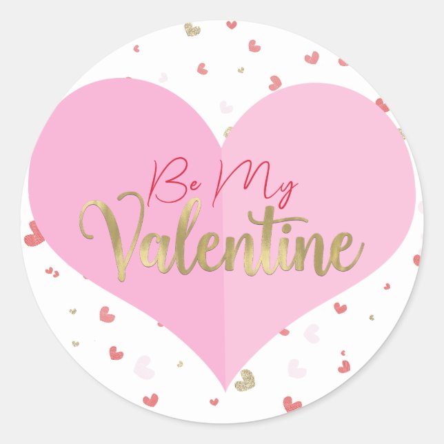 Adesivo Coração Rosa Corações Vermelhos & Dourados Festa d (Frente)