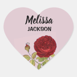 Adesivo Coração Rosa de rosa vermelha elegante