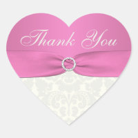Rosa e Ivory Damask Obrigado Sticker