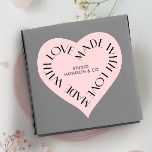 Adesivo Coração Rosa E Preto Feitos Com O Amor, Obrigado