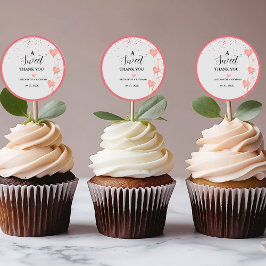 Adesivo Coração rosa e vermelho em aquarela Doce Obrigado 