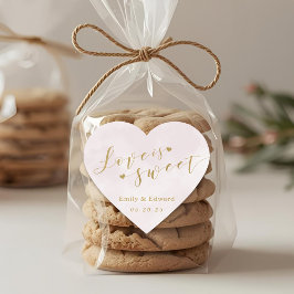 Adesivo Coração Rosa Enrubescido Amor é Doce Favor de Casamento Do
