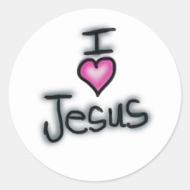 Adesivo Coração Rosa 'Eu Amo Jesus' Cristão