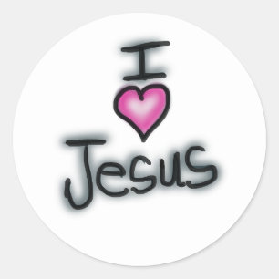 Adesivo Coração Rosa 'Eu Amo Jesus' Cristão
