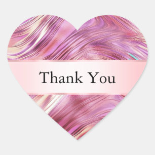 Adesivo Coração Rosa Pérola Feminino Dourado Rosa Glam Obrigada