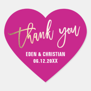 Adesivo Coração Rosa Personalizado e Dourado