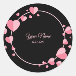 Adesivo Coração Rosa Preto Geométrico Festa de Casamento E
