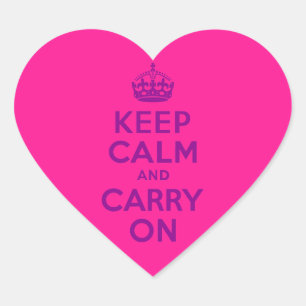 Adesivo Coração Rosa Profundo Keep Calm e Continue