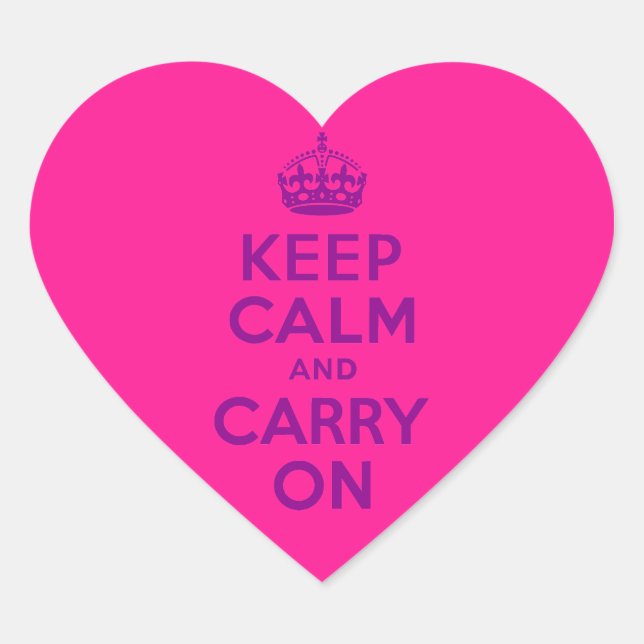 Adesivo Coração Rosa Profundo Keep Calm e Continue (Frente)