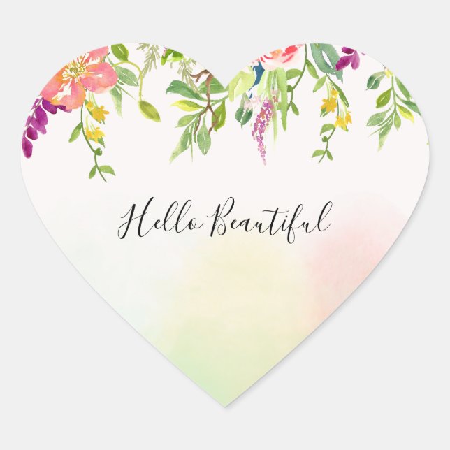 Adesivo Coração Rosa Rosas Rosa Tie Dye Floral (Frente)