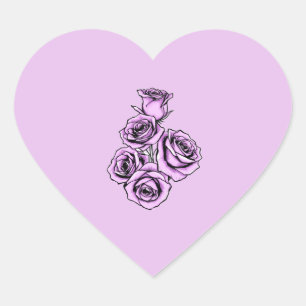 Adesivo Coração Rosa Roxa Mística
