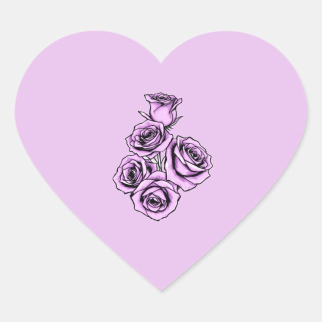 Adesivo Coração Rosa Roxa Mística  (Frente)