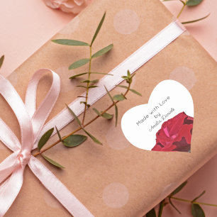 Adesivo Coração Rosa vermelha Feita Com Artesanato De Amor