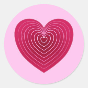 Adesivo Coração rosa vermelho profundo em um fundo rosa pá