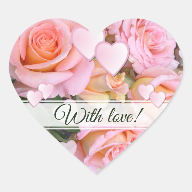 Adesivo Coração Rosas bonito e Corações com Amor (Frente)