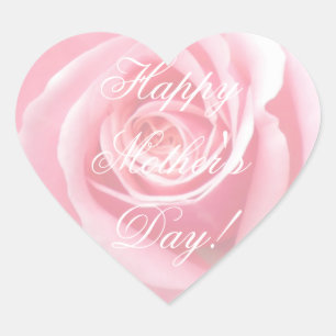 Adesivo Coração Rosas cor-de-rosa macios elegantes do dia das mãe