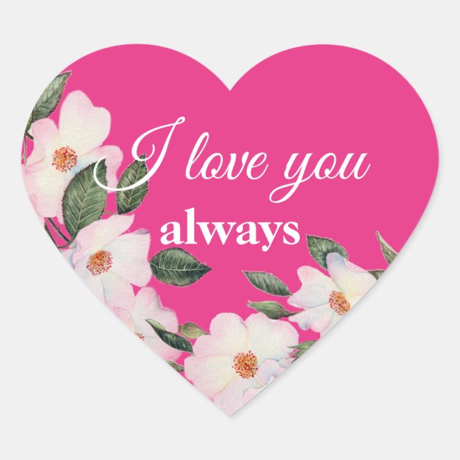 Adesivo Coração Rosas de aquarela Ballerina Floral Eu te amo (Frente)