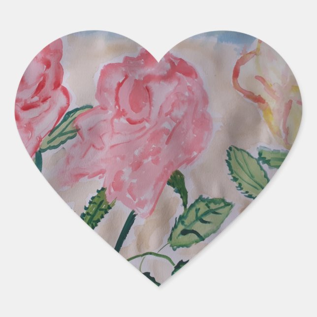 Adesivo Coração Rosas de Verão abstrato (Frente)