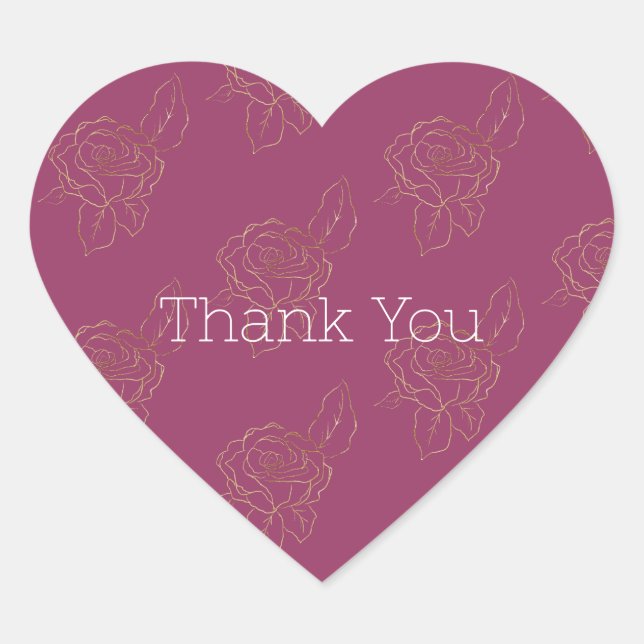 Adesivo Coração Rosas Dourados (Frente)