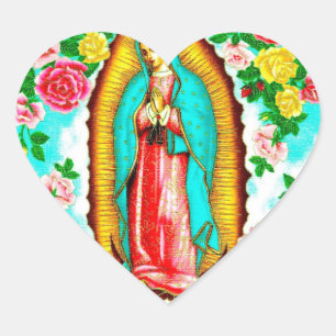 ADESIVO CORAÇÃO ROSAS E MADONA DE GUADALUPE.ART DESIGN