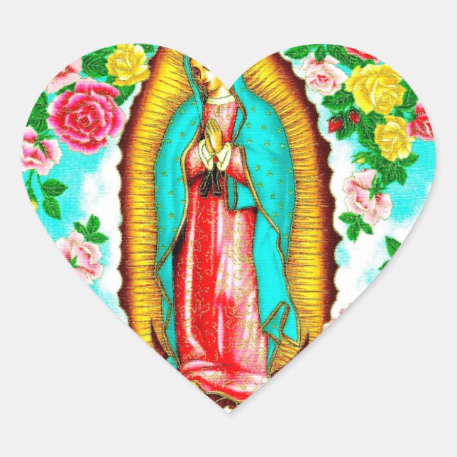 ADESIVO CORAÇÃO ROSAS E MADONA DE GUADALUPE.ART DESIGN (Frente)