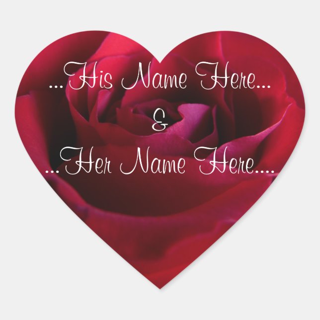 Adesivo Coração Rosas vermelhas Vinhetas Românticas Rosa de Casame (Frente)