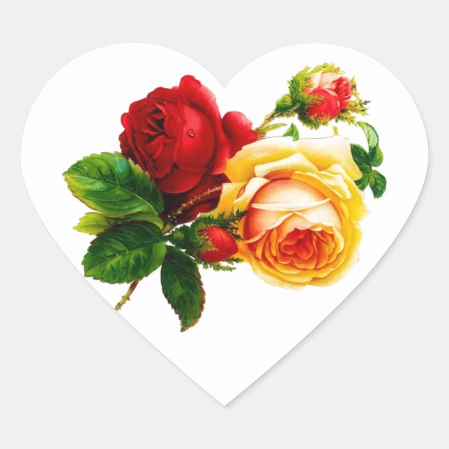 Adesivo Coração Rosas Vermelhos e Pêssegos (Frente)
