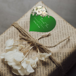 Adesivo Coração Rosas Vintage no Casamento Emerald Boho