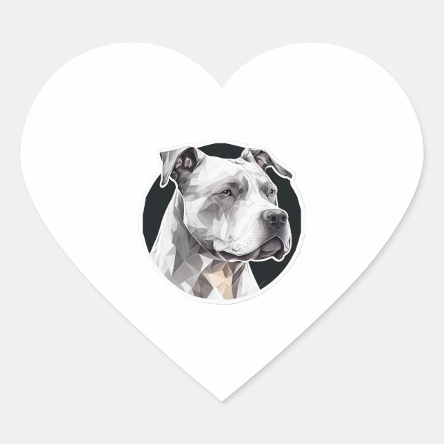 Adesivo Coração Rosto de cão Pitbull (Frente)