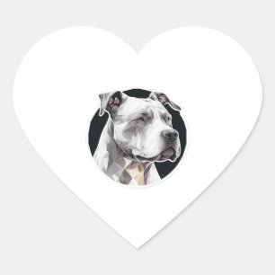 Adesivo Coração Rosto de cão Pitbull