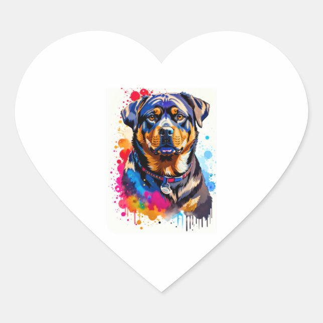 Adesivo Coração Rottweiler Adorável (Frente)