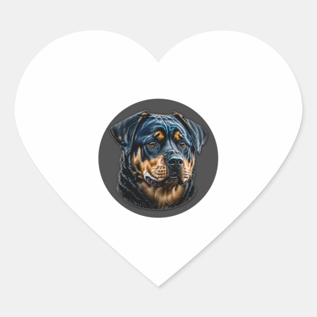 Adesivo Coração Rottweiler preto (Frente)