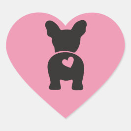 Adesivo Coração Rótulos De Presente Para Bulldog Francês, Folha De