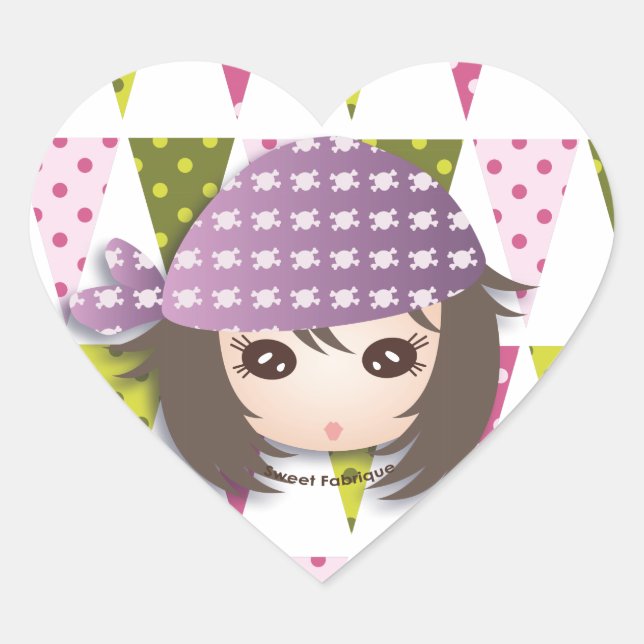 Adesivo Coração Rótulos “Menina Pirata” - Colecção Kiwi Fraude (Frente)