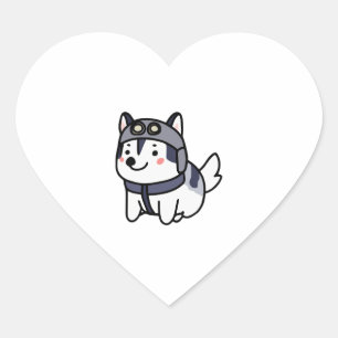 Adesivo Coração Rouco Piloto Cão Lover Malamute