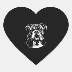 Adesivo Coração Roupa Minimalista do Bulldog Inglês