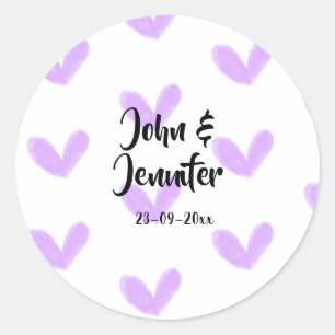Adesivo Coração roxo casal valentine nome da aquarela
