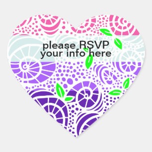 Adesivo Coração RSVP Doodle da primavera folhas e conchas de carac