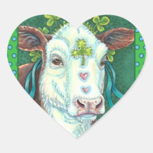 ADESIVO CORAÇÃO RUAS IRLANDESAS. HEIFER DO DIA DE PATRICK, VACA DE