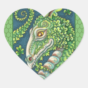 ADESIVO CORAÇÃO RUAS. O GREEN SHAMROCK DRAGON DE PATRICK, FANTASIA