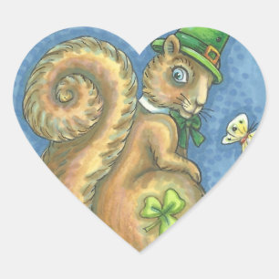 Adesivo Coração RUAS. PATRICK DAY IRISH SQUIRREL STICKER Sheet