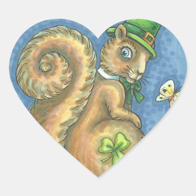 Adesivo Coração RUAS. PATRICK DAY IRISH SQUIRREL STICKER Sheet (Frente)