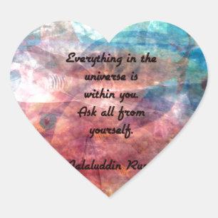 Adesivo Coração Rumi Uplifing Citação Sobre Energia E Universo