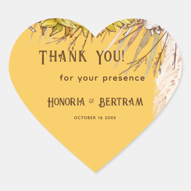 Adesivo Coração Rústica Roca Mostarda Girassol (Frente)